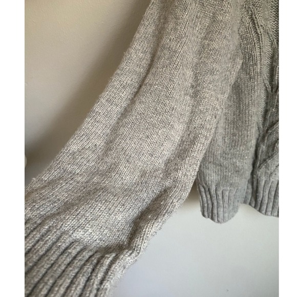 J. Crew Cable Knit Wool Gray Sweater XXL Chunky Fisherman Scandigirl Normcore - Picture 4 of 6